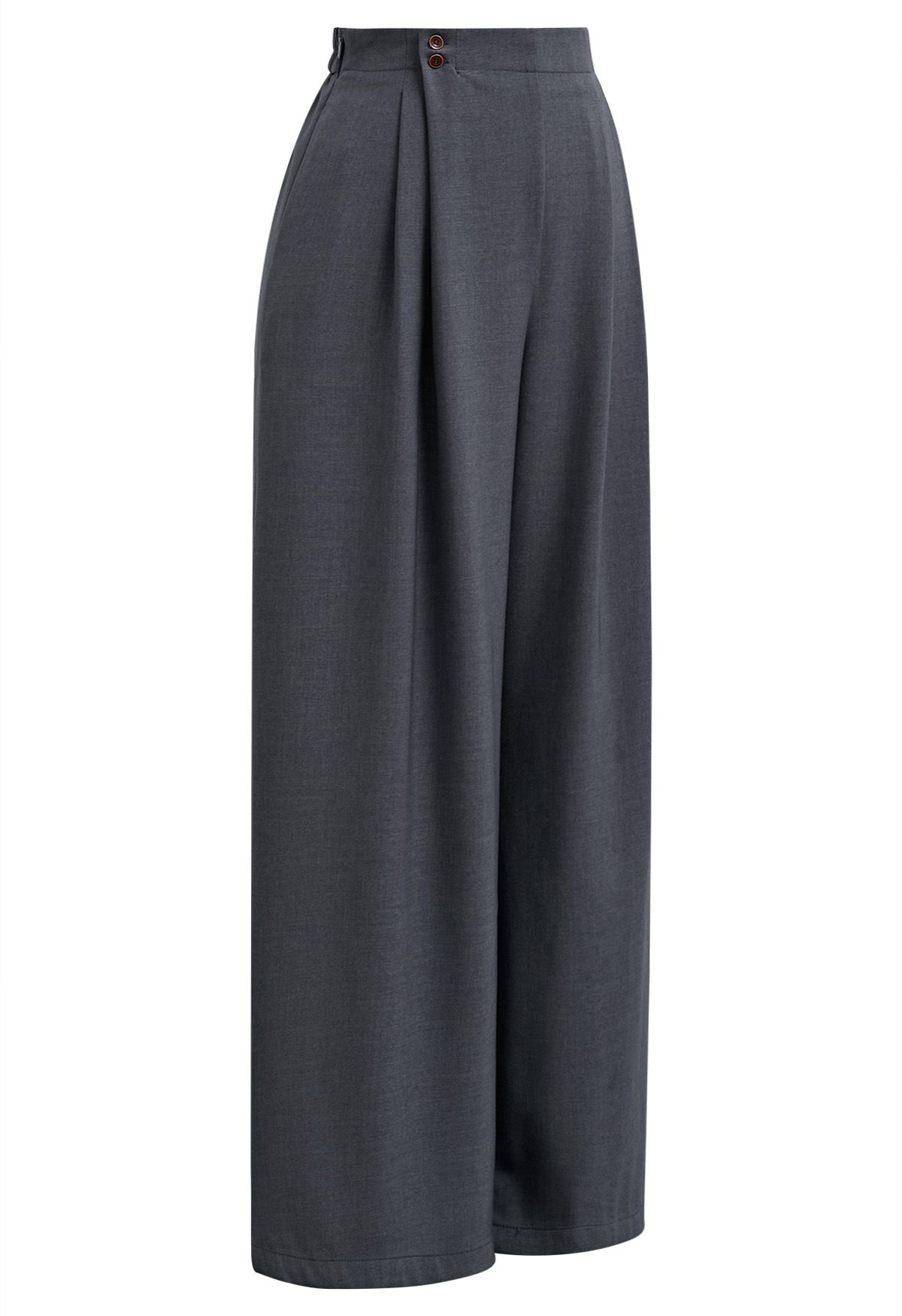 Effortless Polished Buttoned Pleats Palazzo Pants in Grey