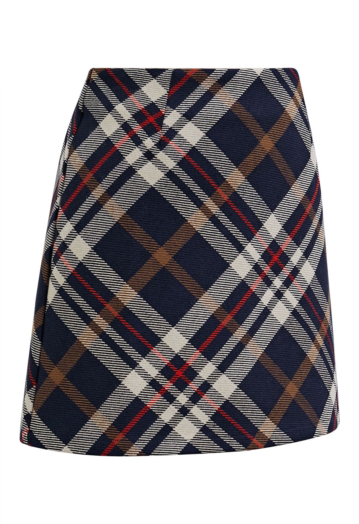 Trendy Plaid Mini Bud Skirt