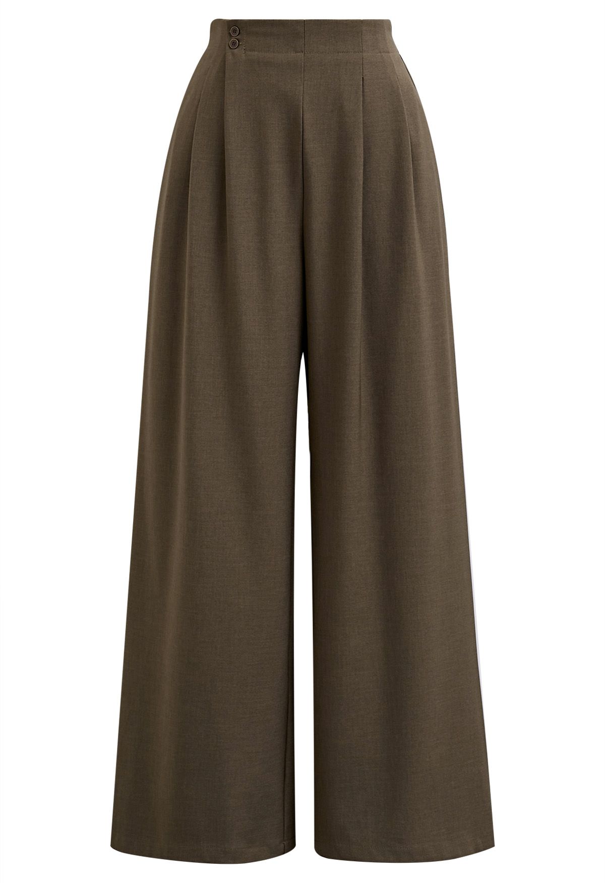 Effortless Polished Buttoned Pleats Palazzo Pants in Brown