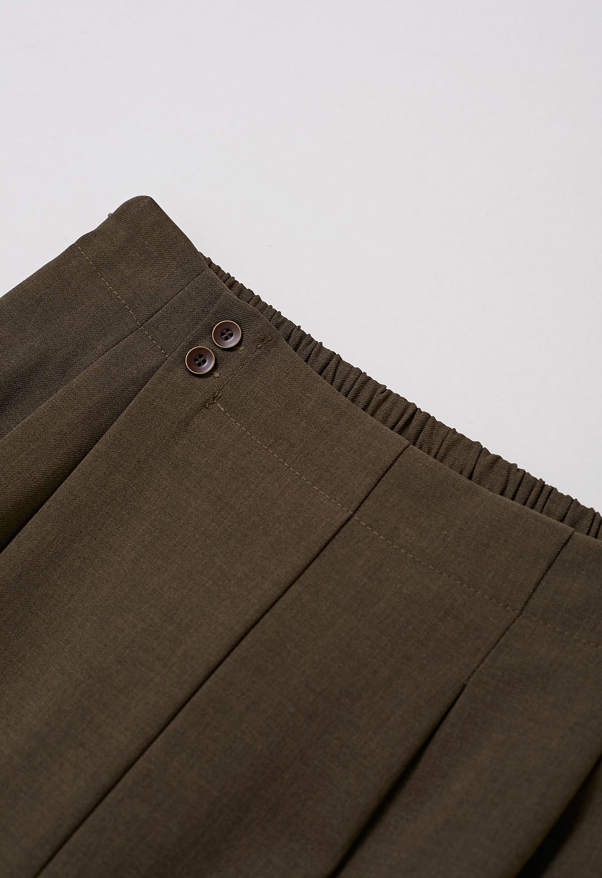 Effortless Polished Buttoned Pleats Palazzo Pants in Brown