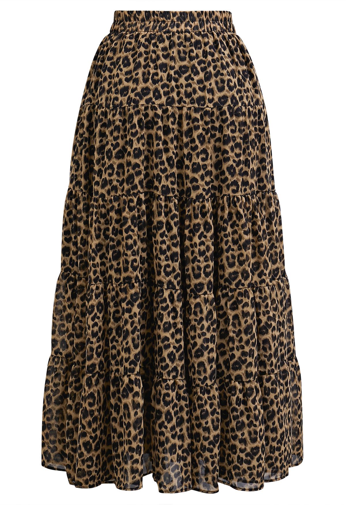 Wild Side Animal Print Chiffon Midi Skirt