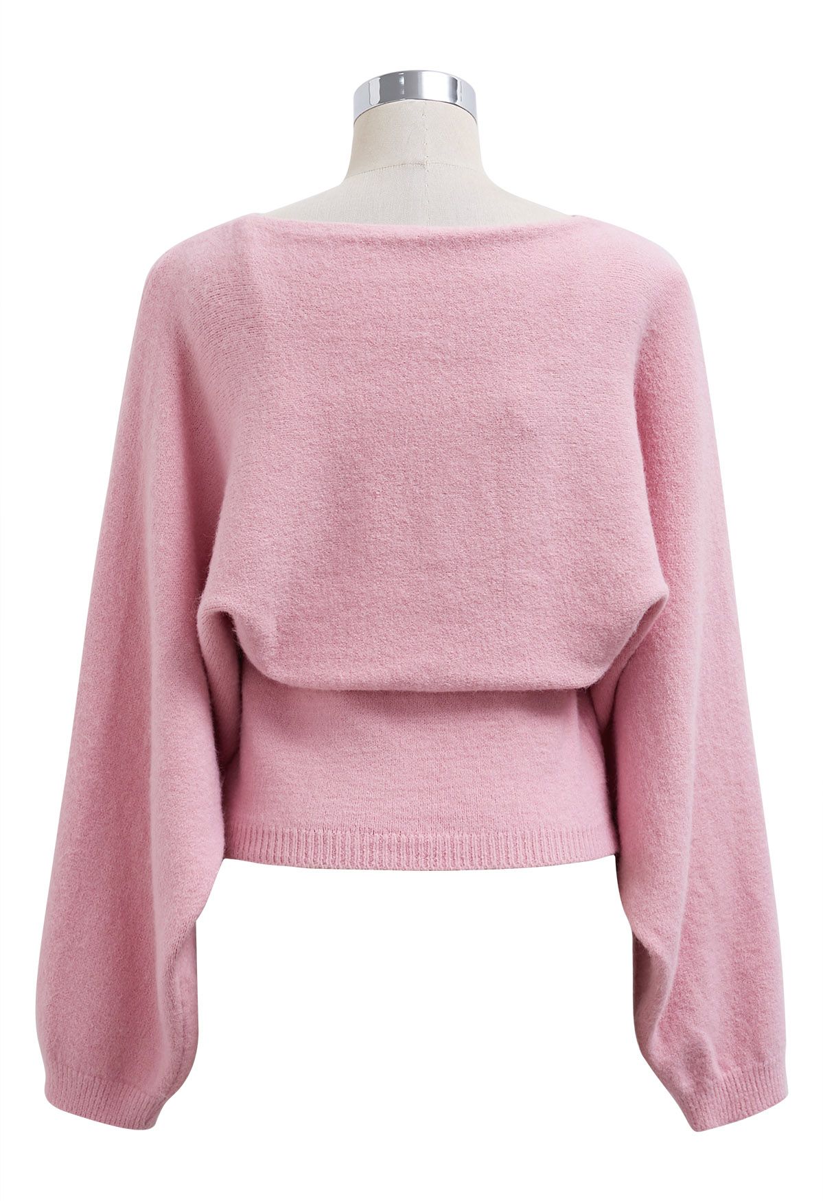 Mesmerizing Bowknot Cami Top and Sweater Set in Pink