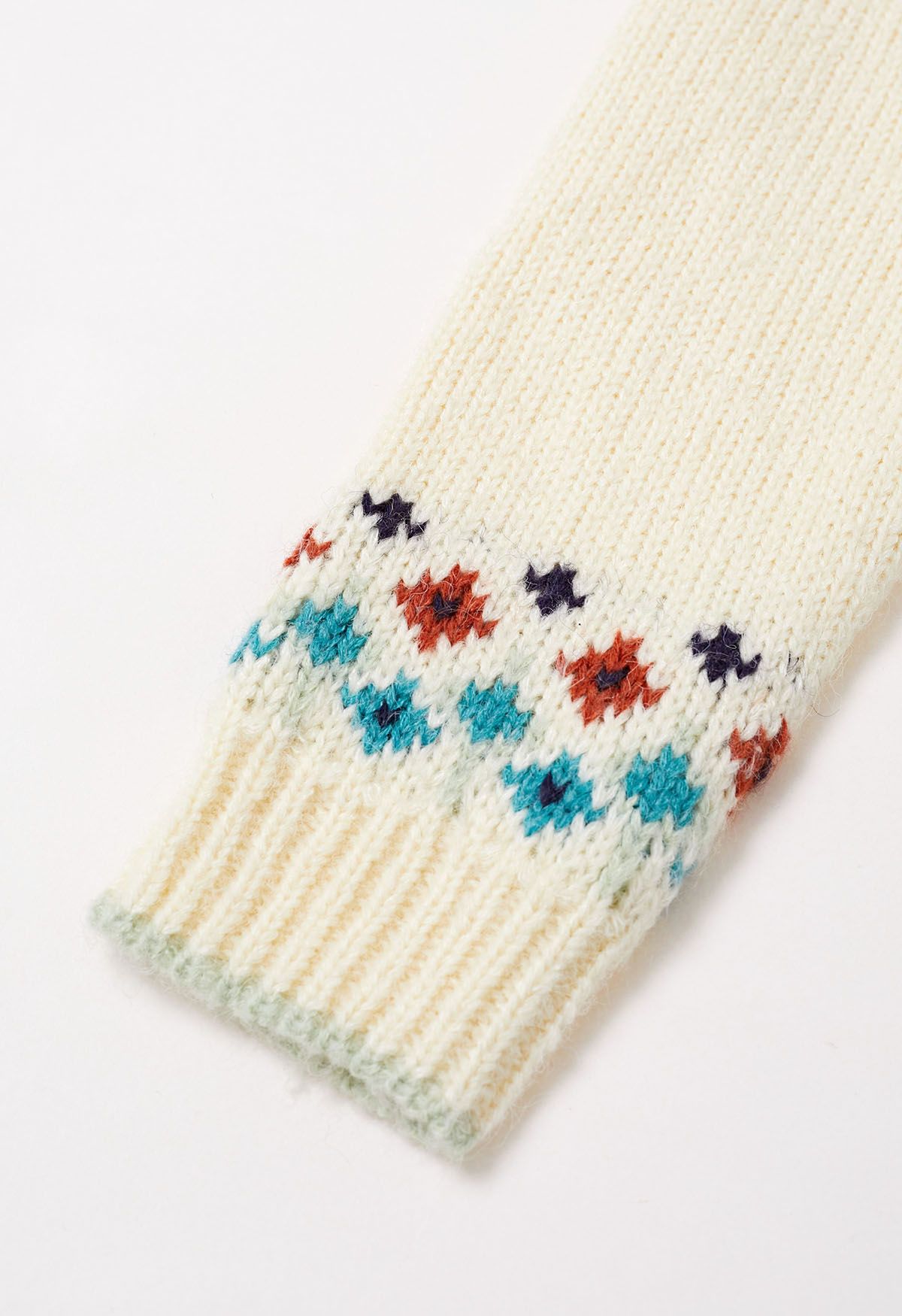 Snowflake Wonderland Fair Isle Knit Sweater in Cream