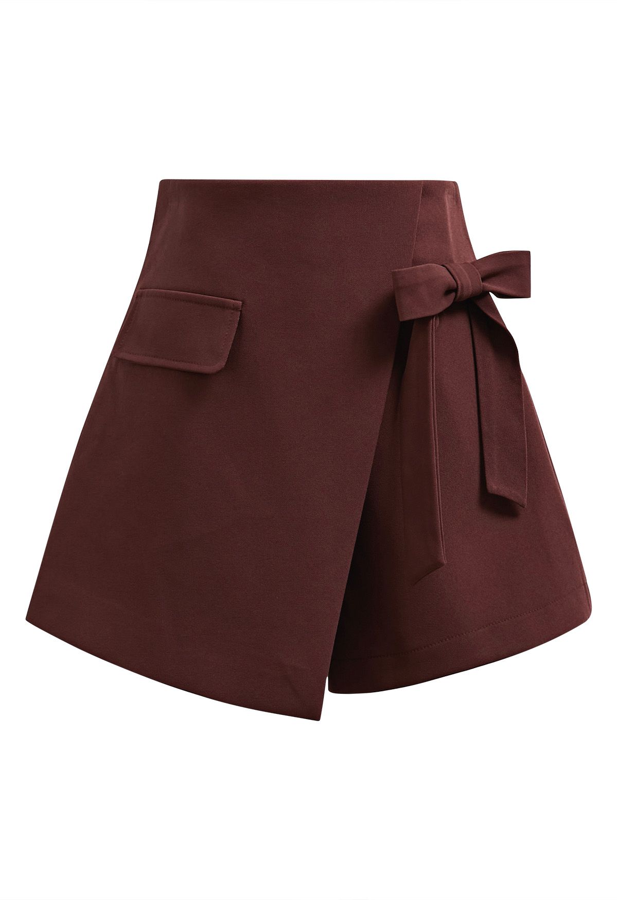 Statement Bowknot Flap Mini Skorts in Burgundy