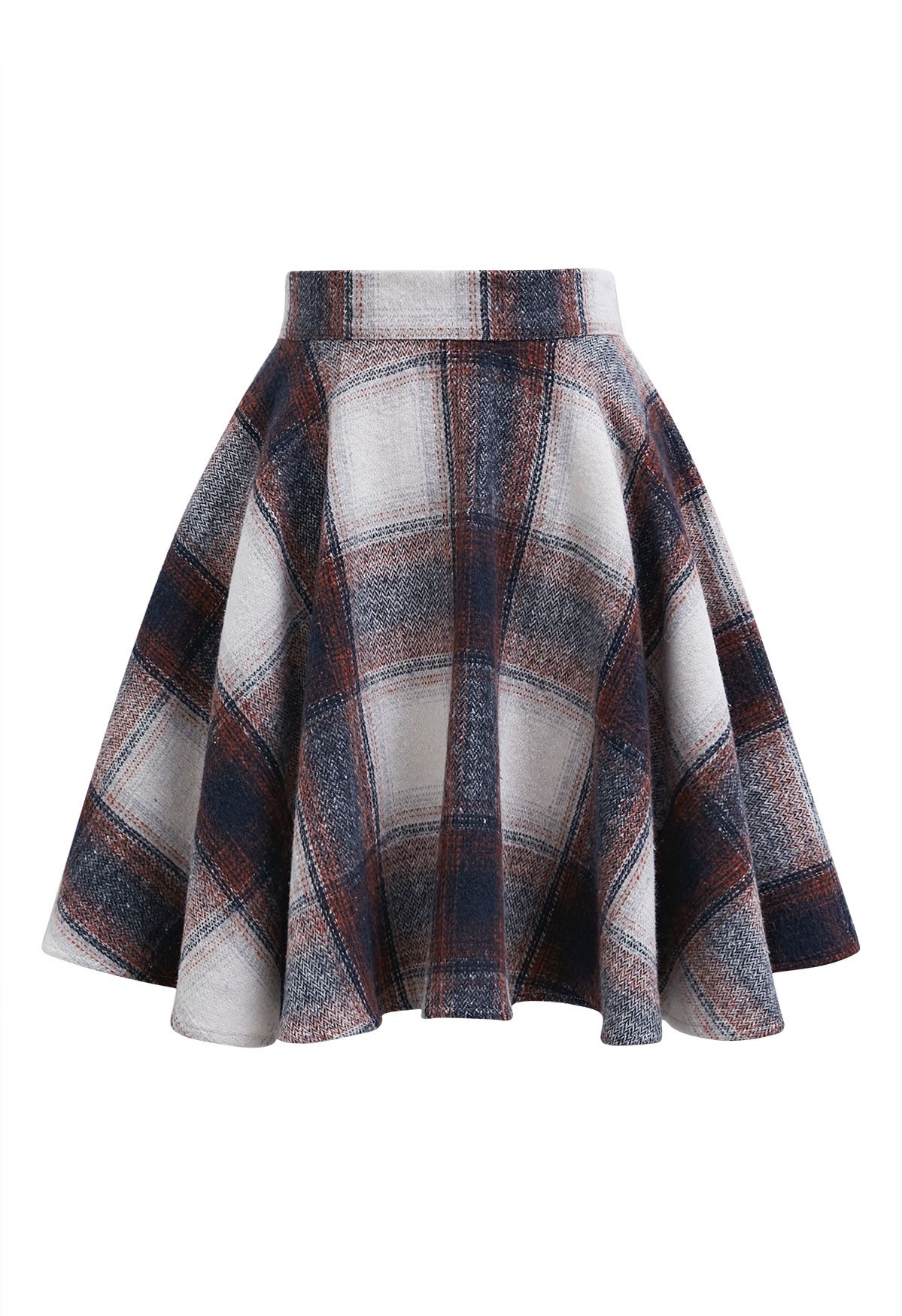 Warm Wishes Plaid Flare Mini Skirt in Rust