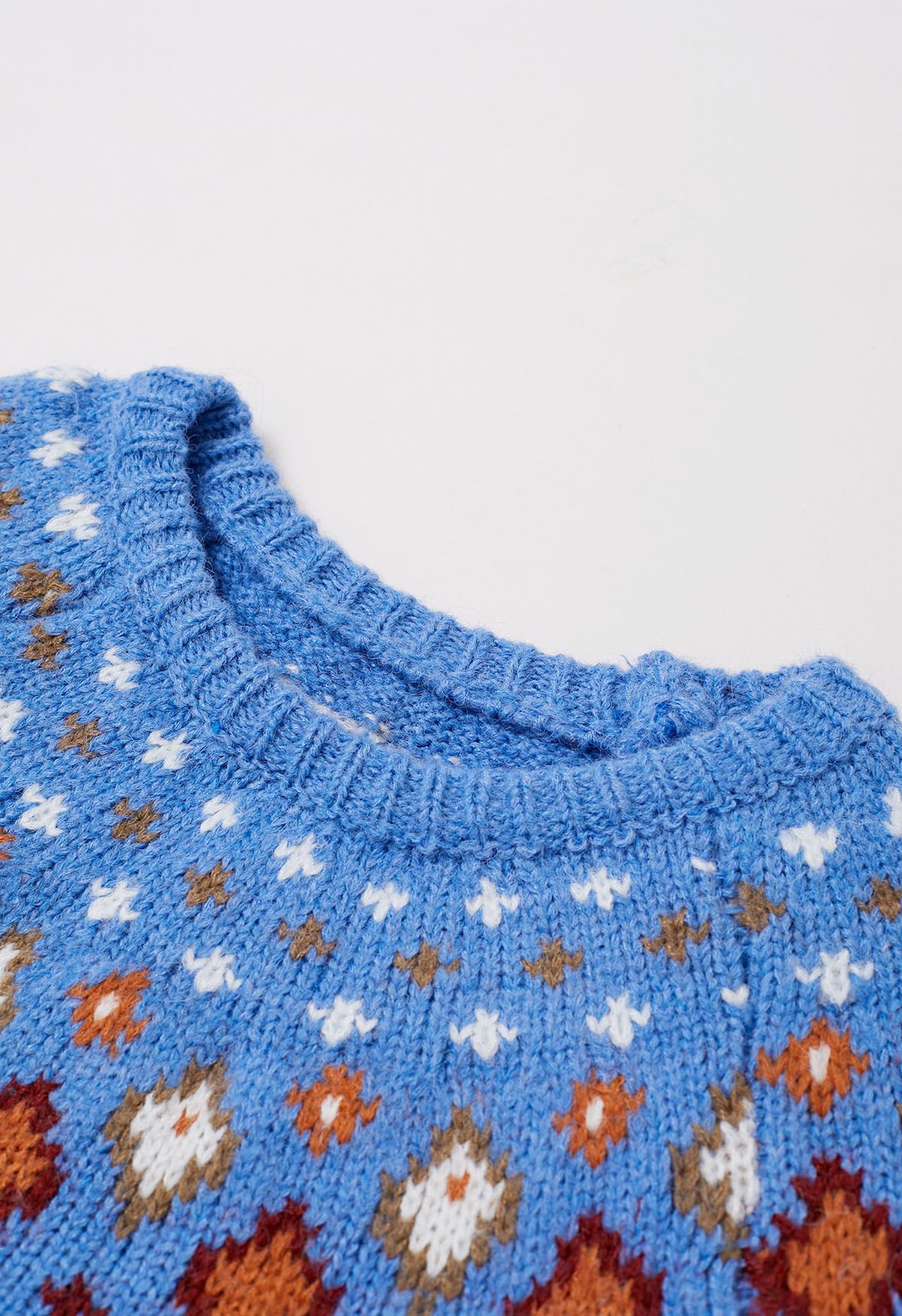 Snowflake Wonderland Fair Isle Knit Sweater in Blue