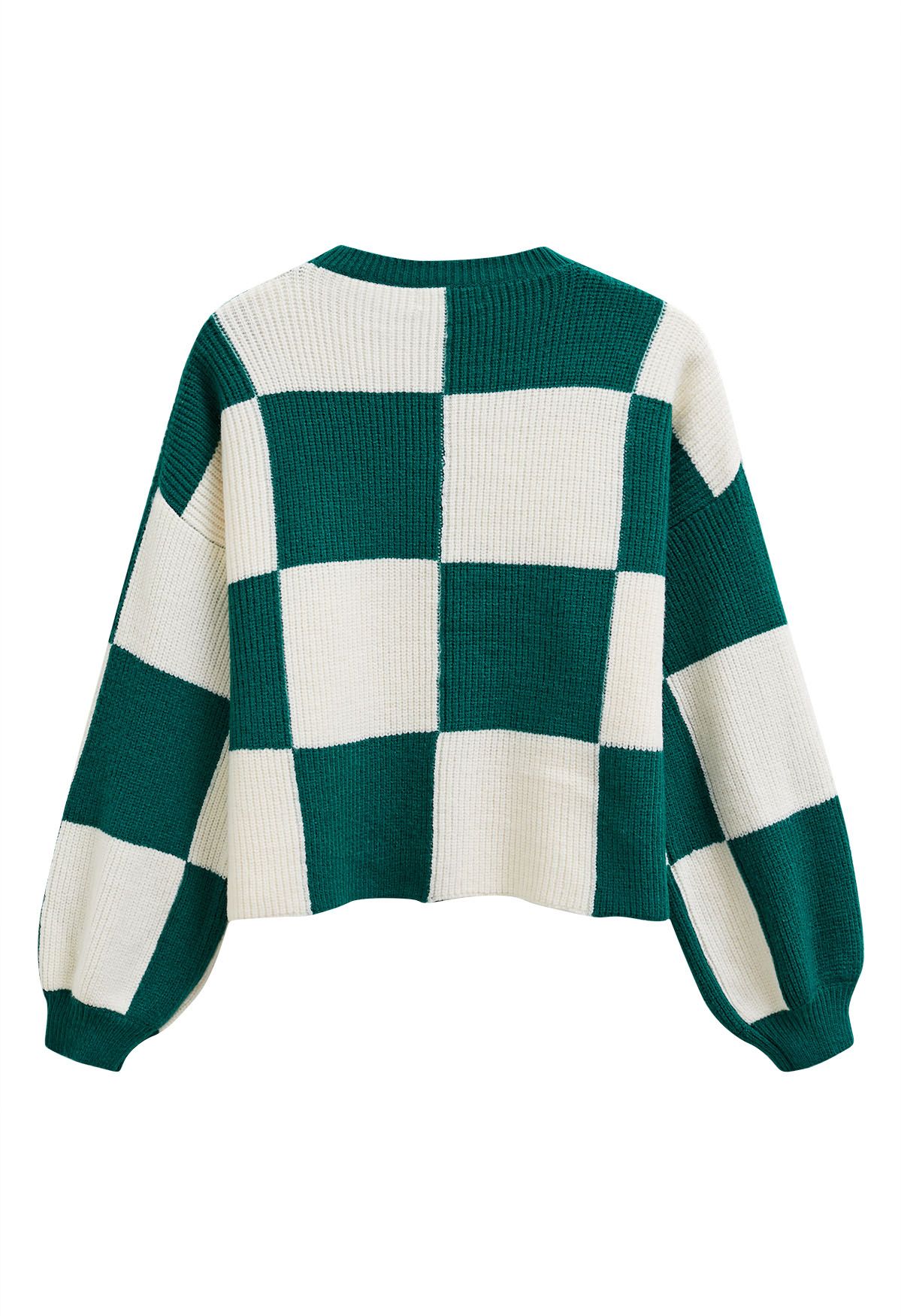 Merry Check Dropped Shoulder Knit Sweater