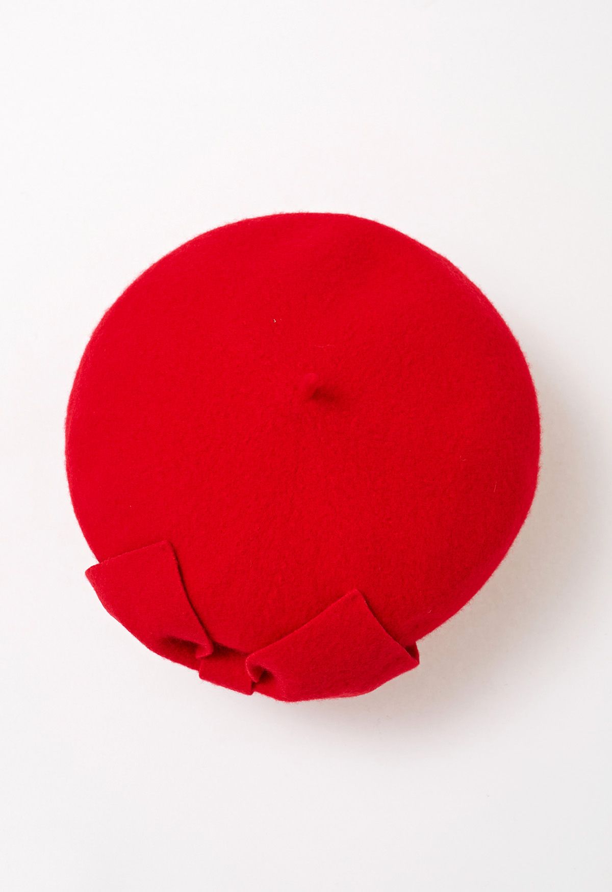 French-Inspired Bowknot Wool Beret in Red