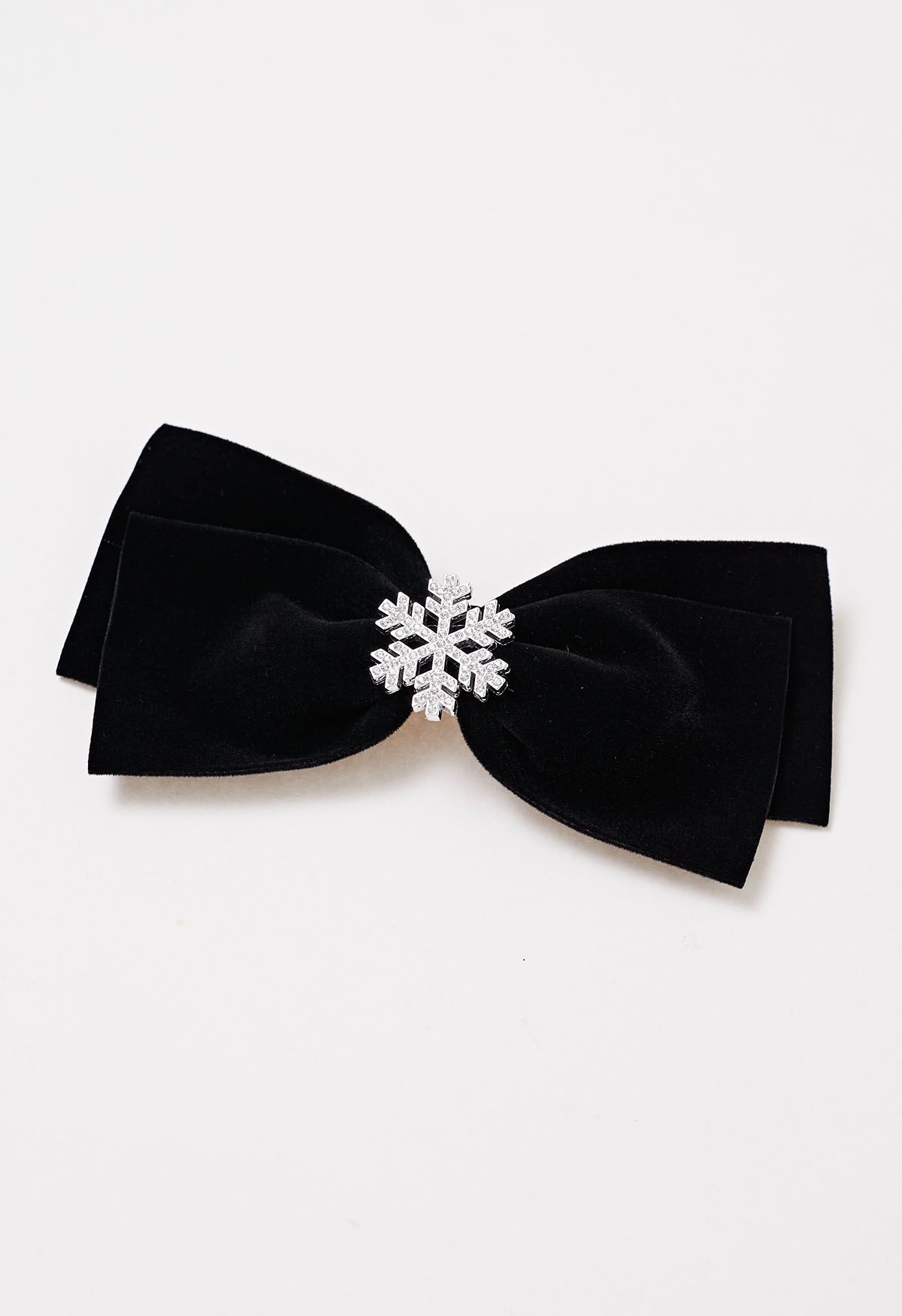 Snowflake Velvet Bowknot Hair Clip in Black