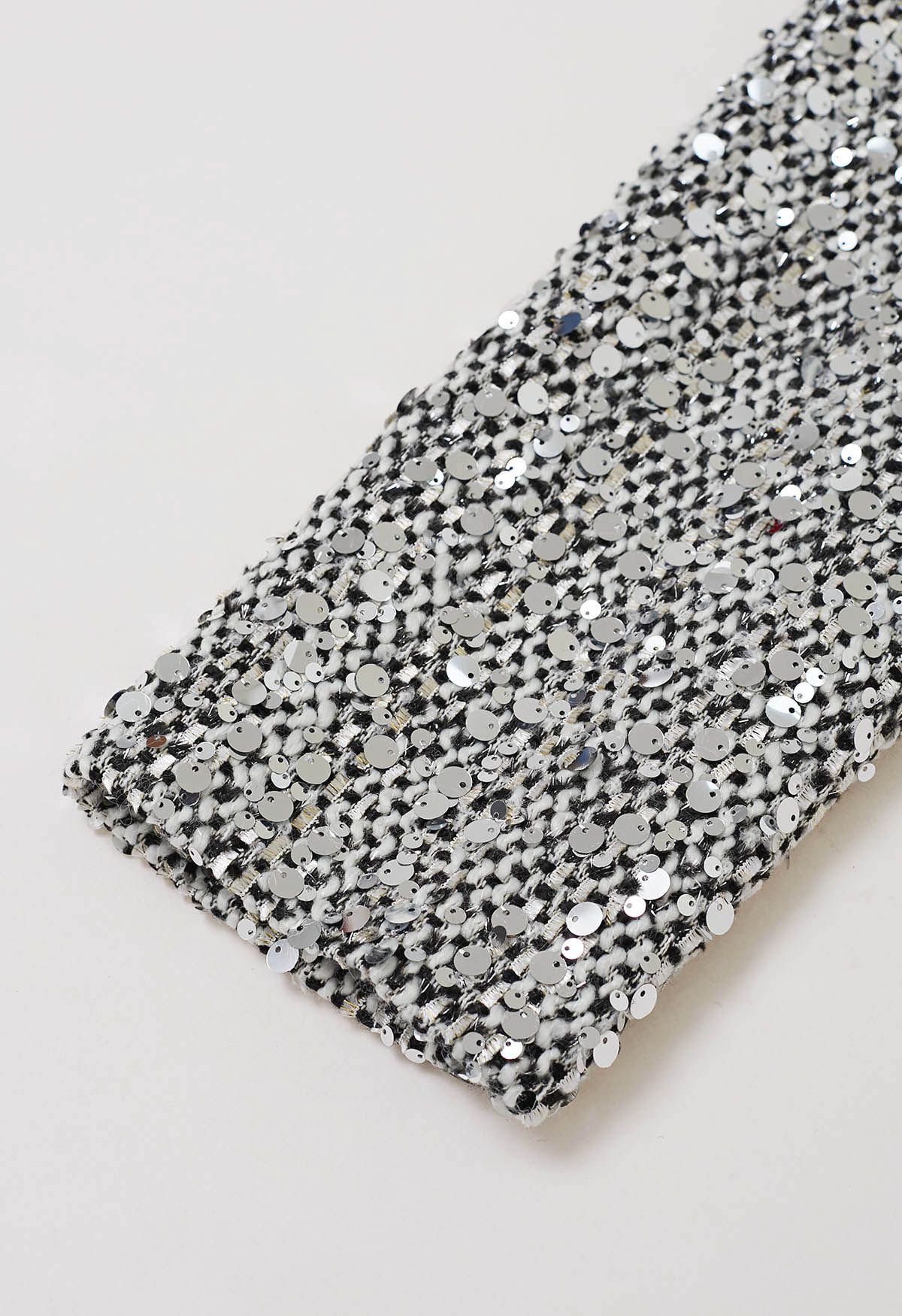 Silver Sequin Embellishment Tweed Jacket