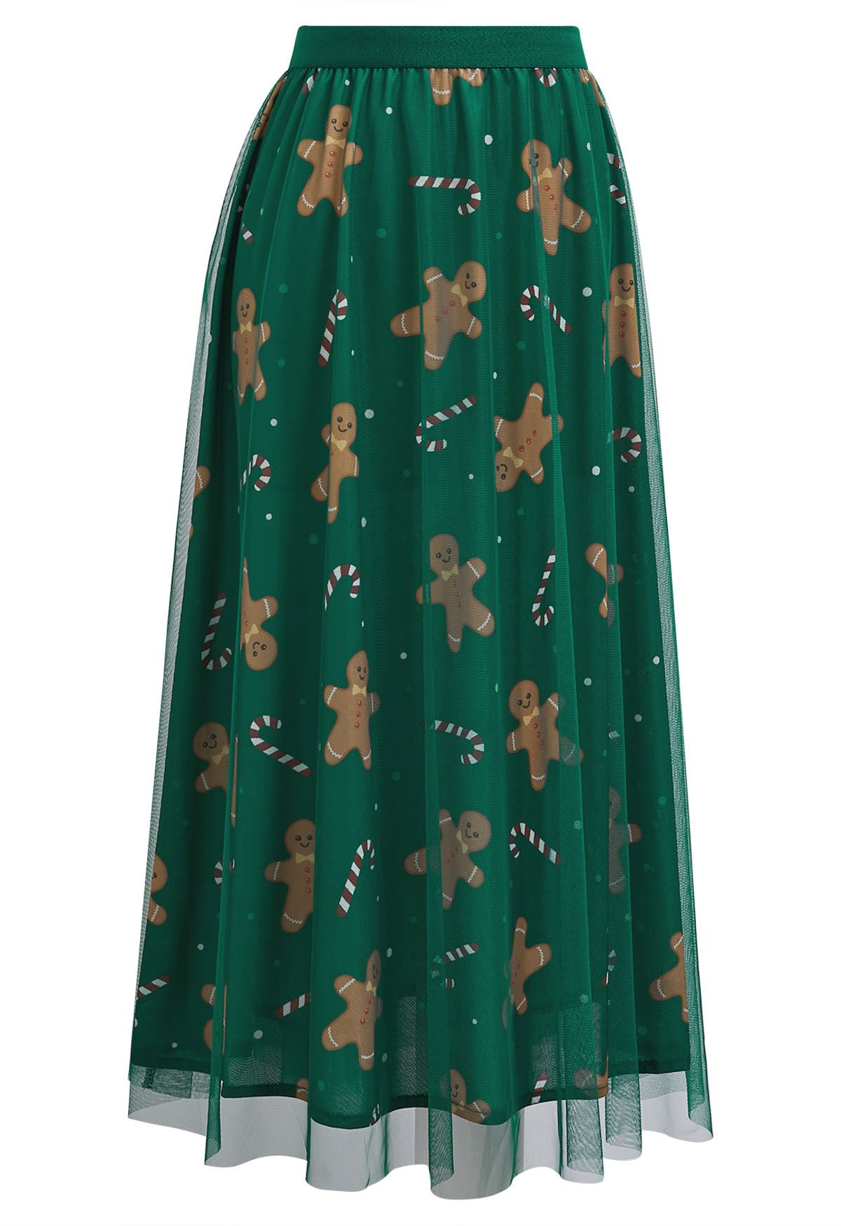 Merry Gingerbread Man Mesh Tulle Midi Skirt