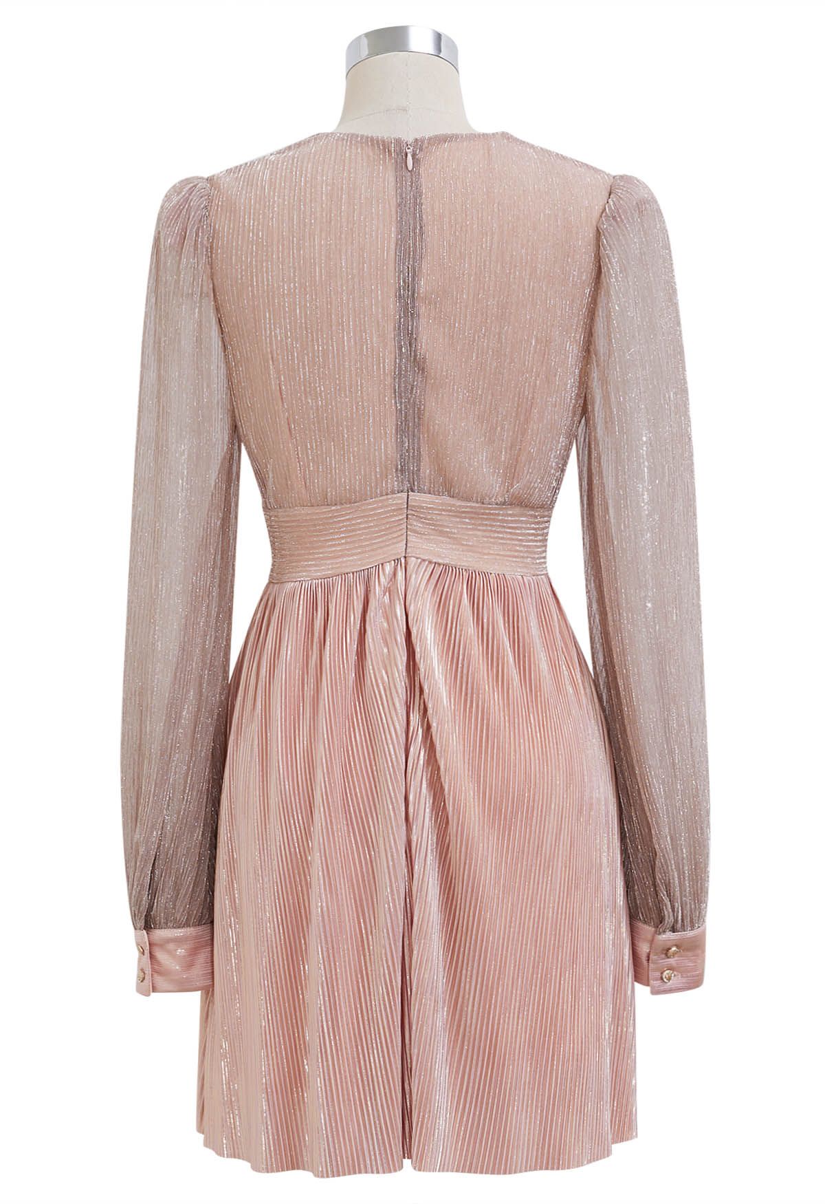 Glamorous Twist Metallic Cocktail Dress in Dusty Pink