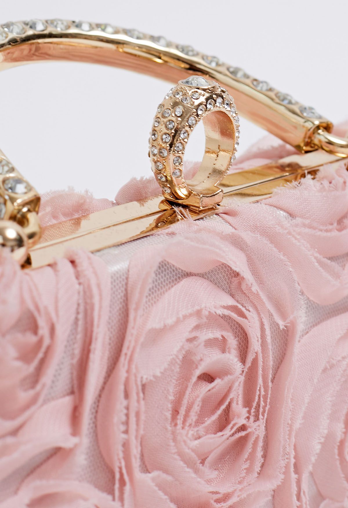 Opulent Rose Rhinestone Handle Clutch in Pink