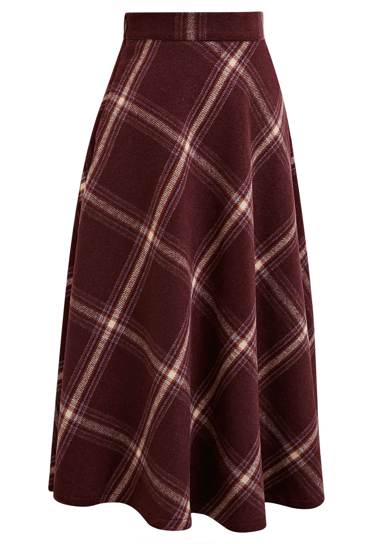 Playful Check Print A-Line Midi Skirt