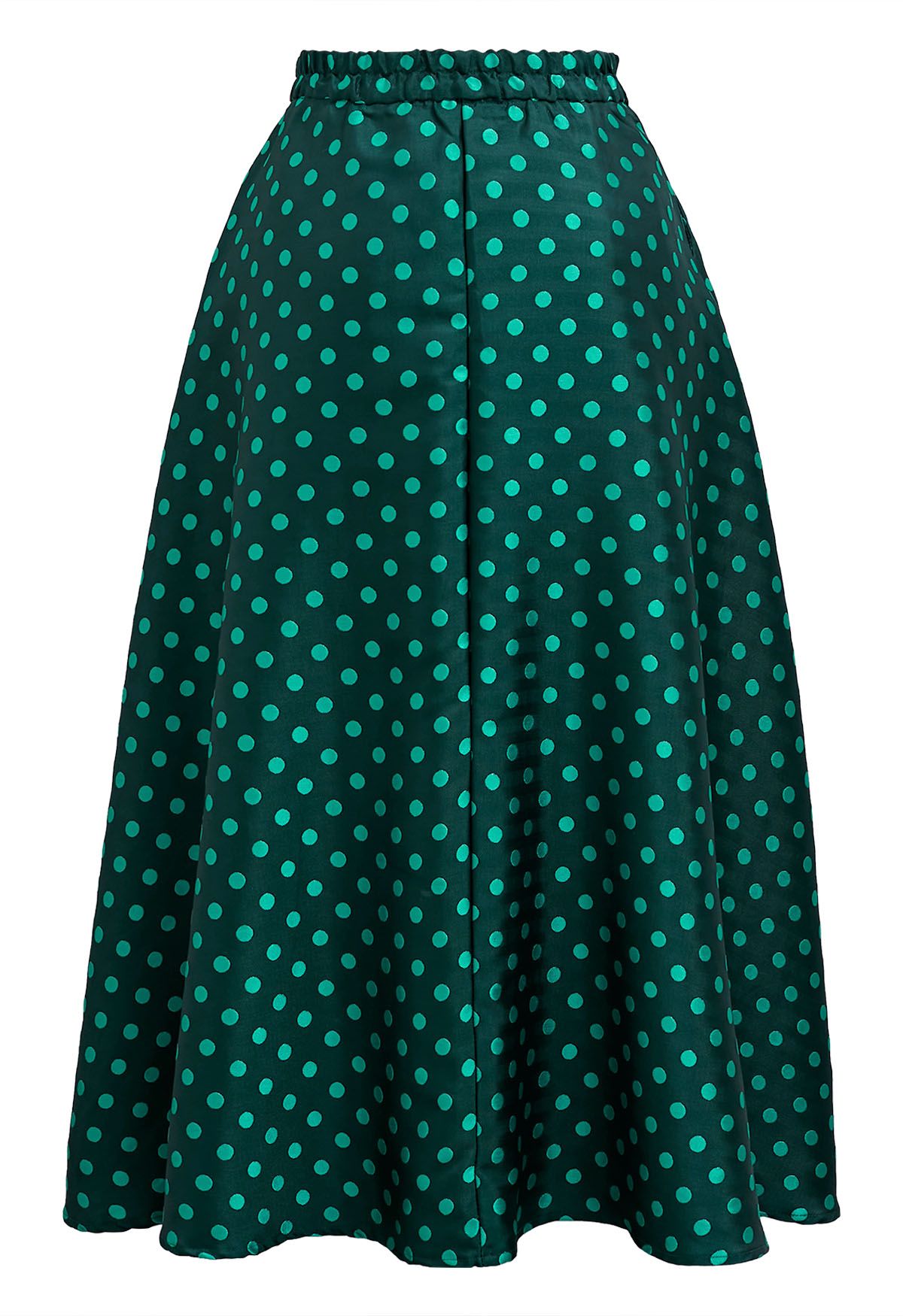 Polka Dot Printed Pleats A-Line Midi Skirt