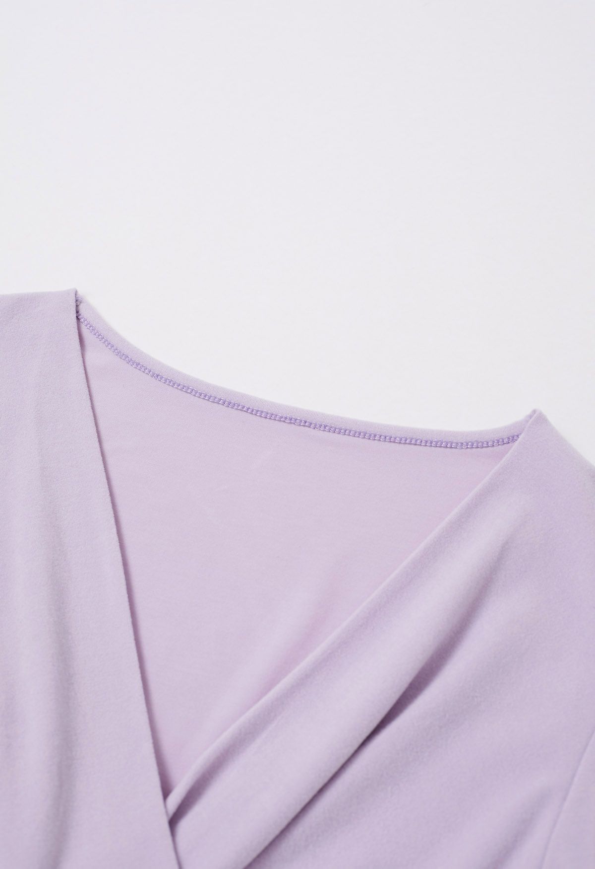 Crisscross V-Neck Fitted Top in Lilac