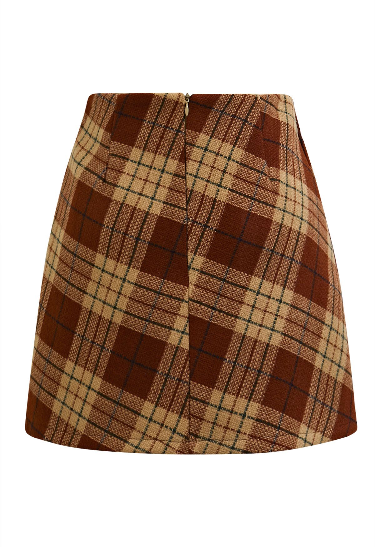 Vintage Style Plaid Mini Bud Skirt