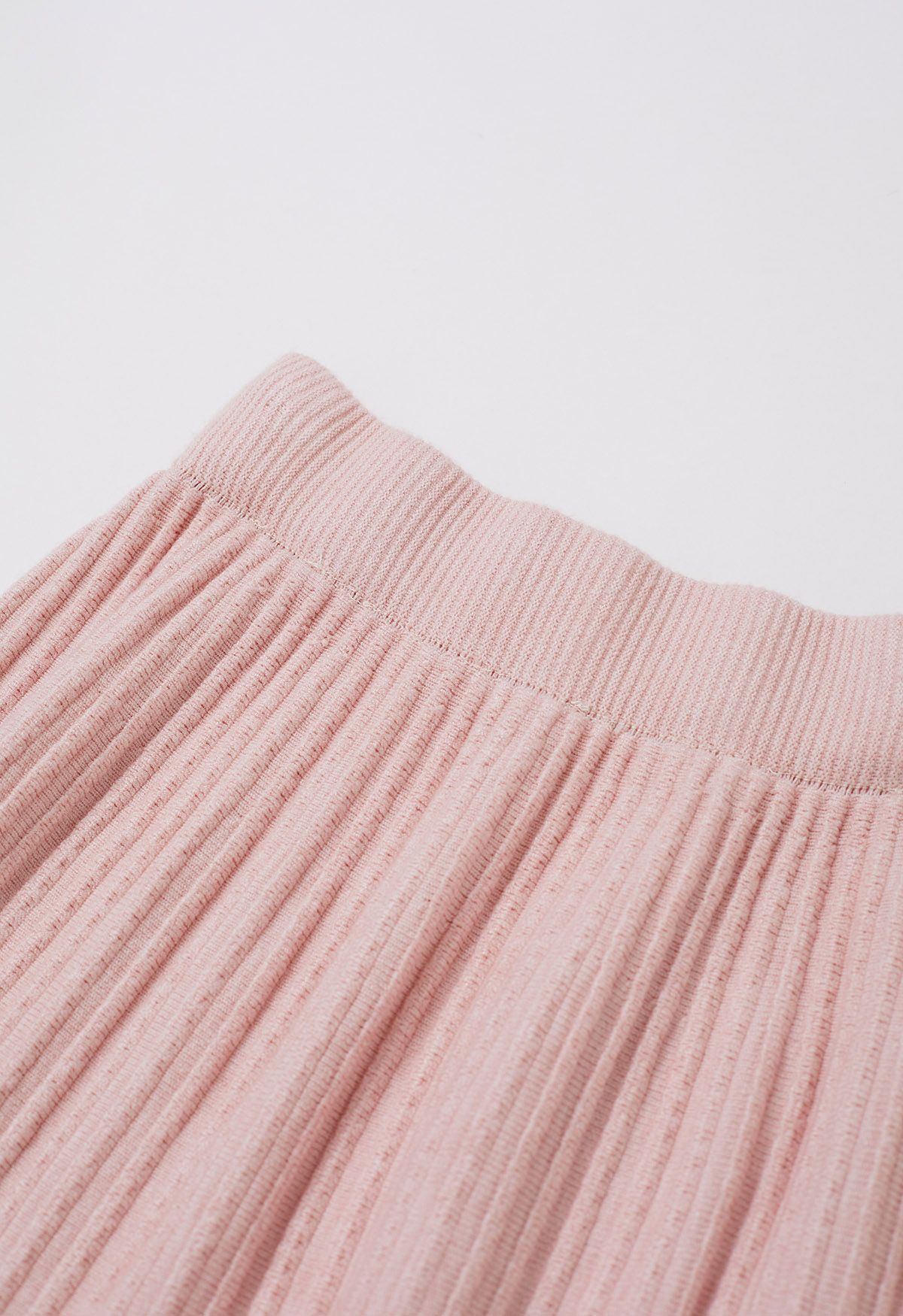 Gentle Touch Ribbed Knit Maxi Skirt in Light Pink