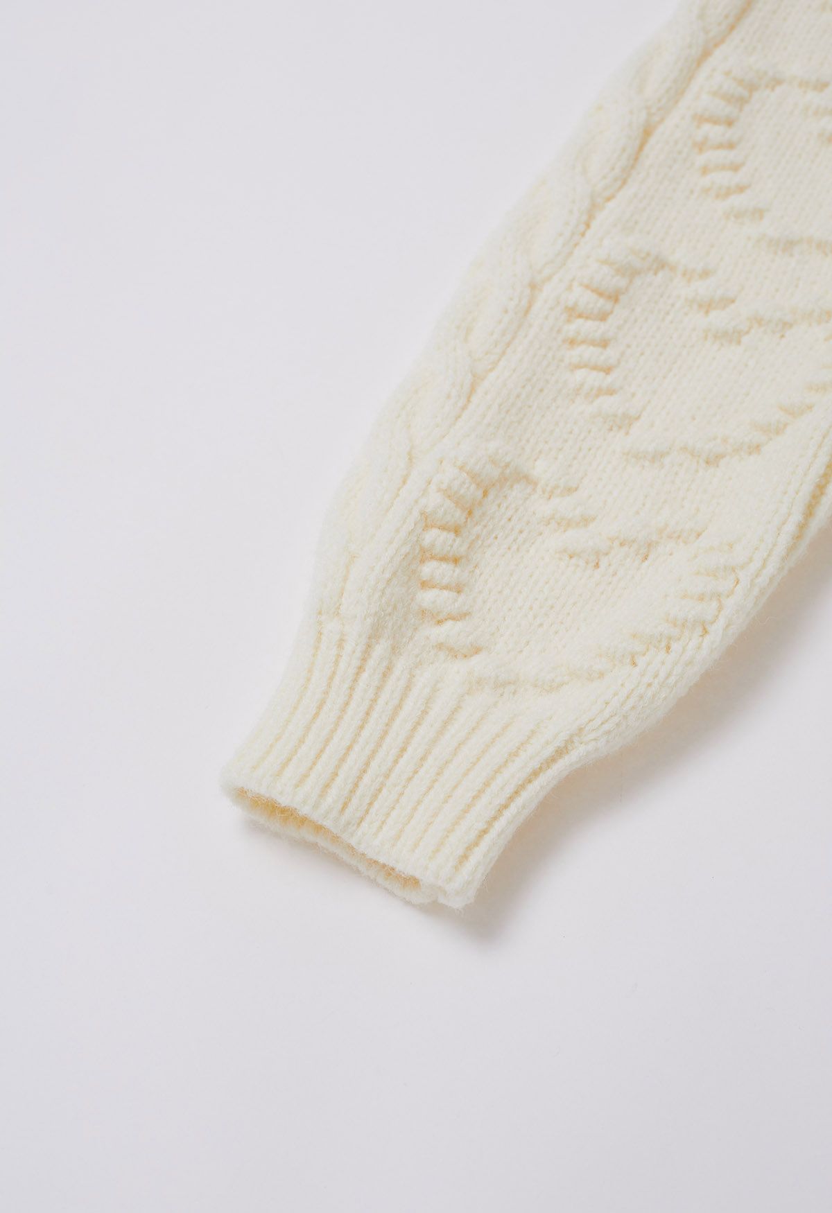 Embossed Heart Cable Knit Sweater in Cream