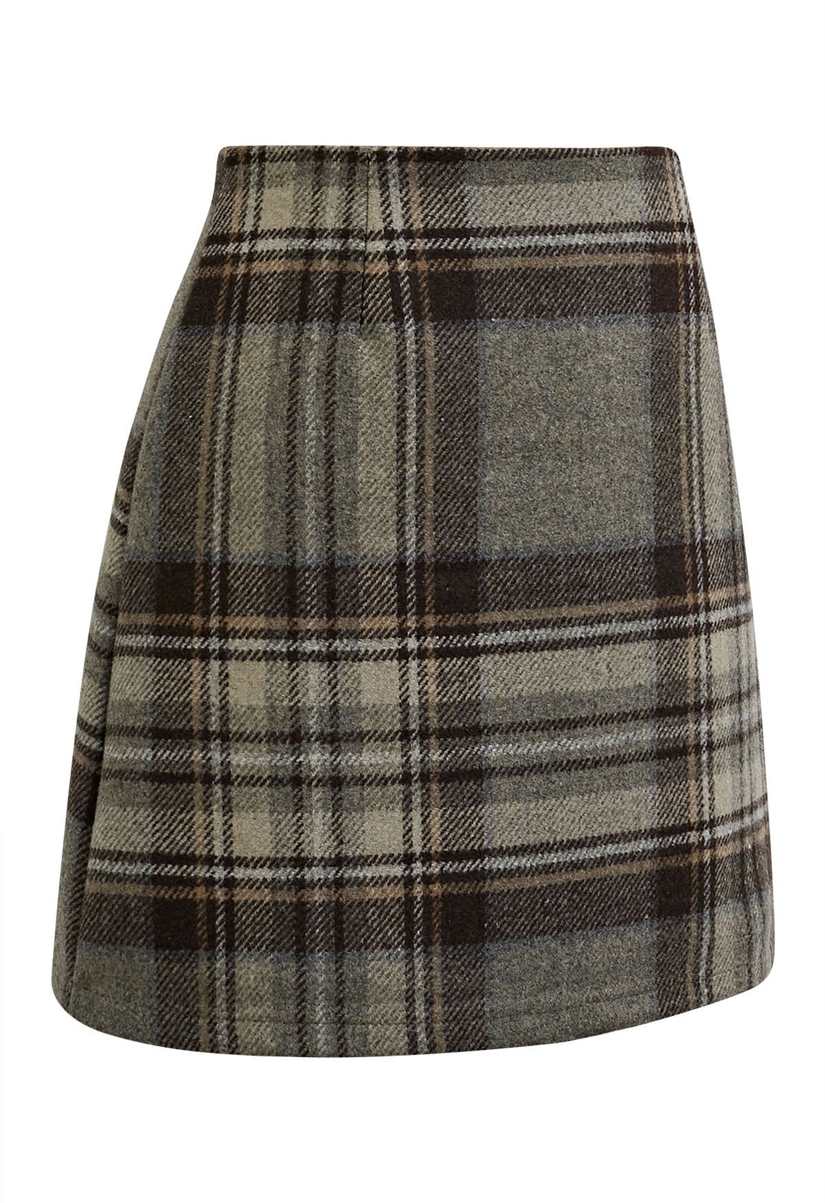 Retro Chic Plaid Mini Bud Skirt in Sage