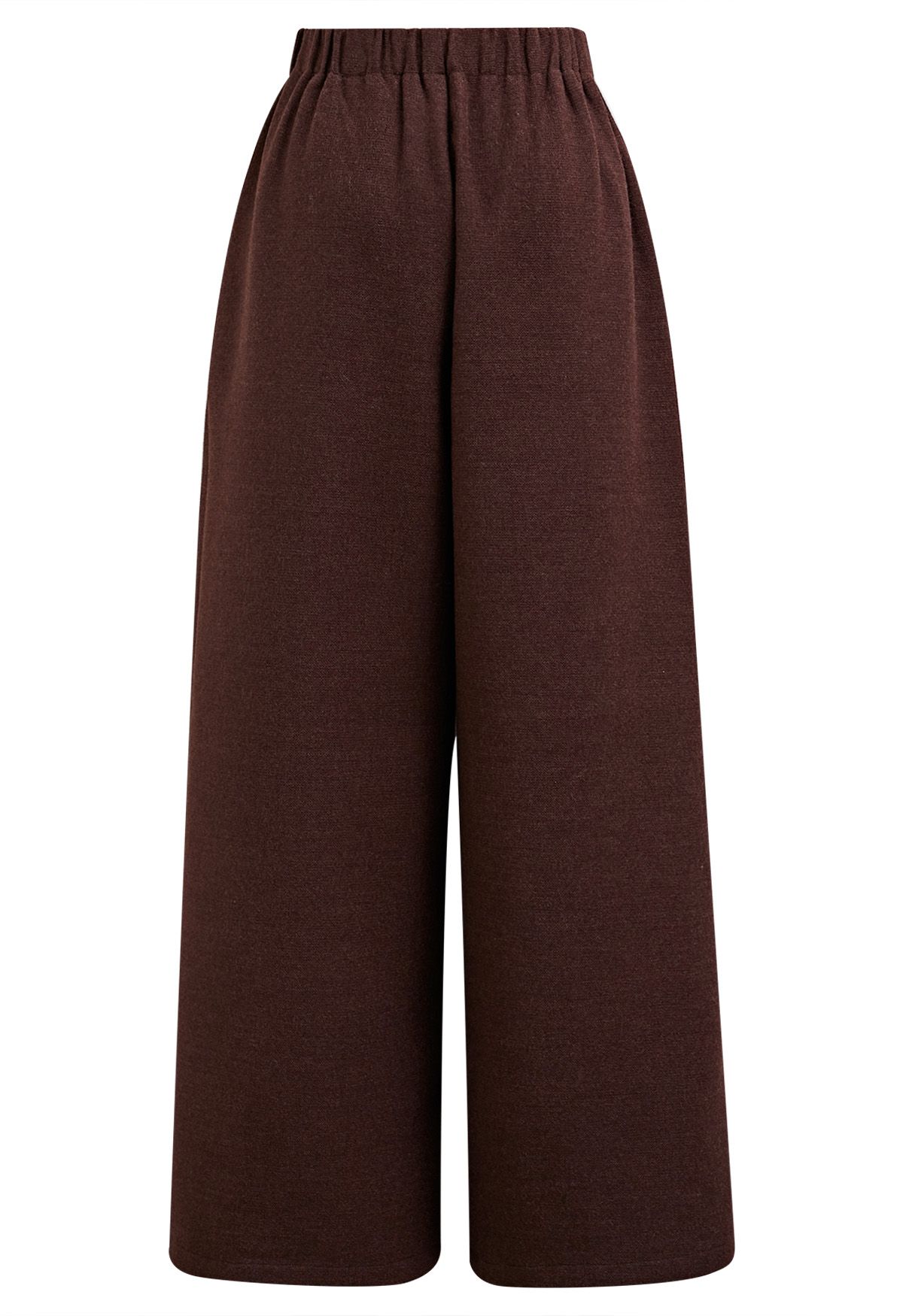 Side Pockets Pleats Wide-Legs Pants in Burgundy