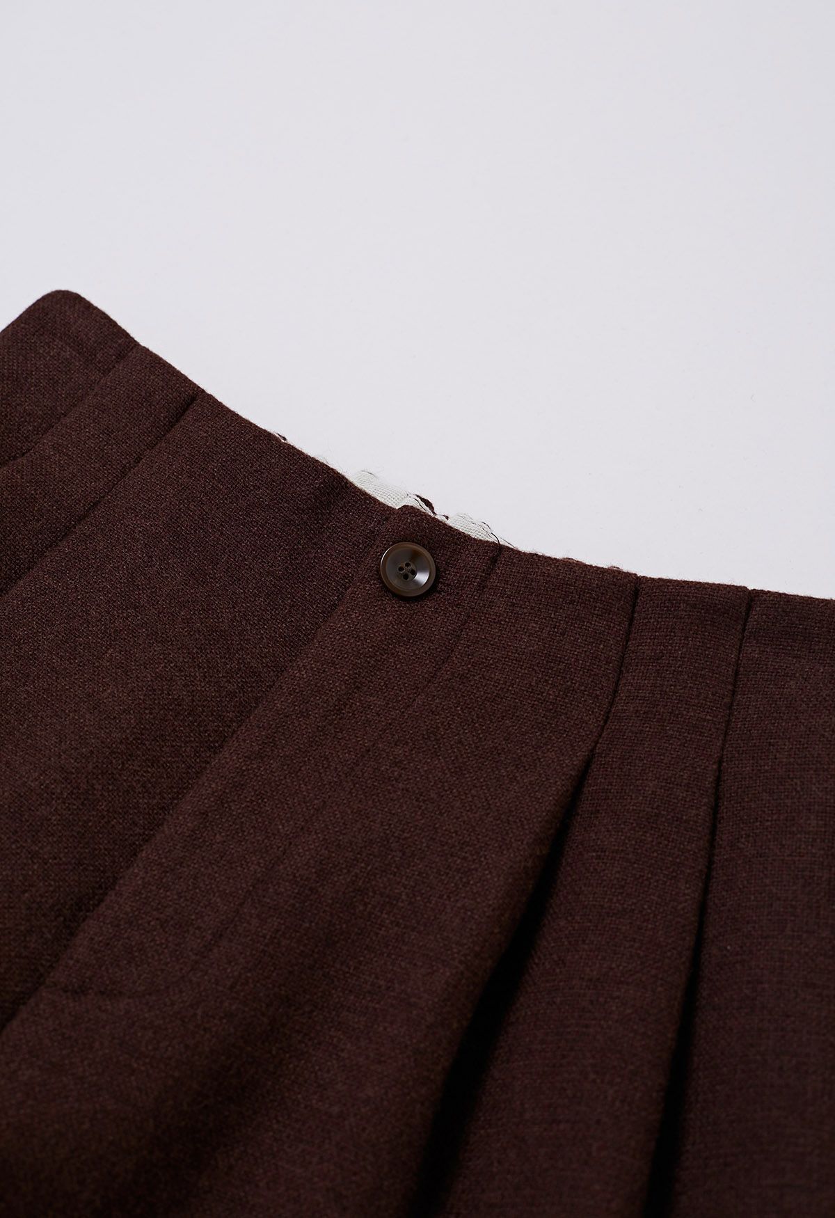 Side Pockets Pleats Wide-Legs Pants in Burgundy