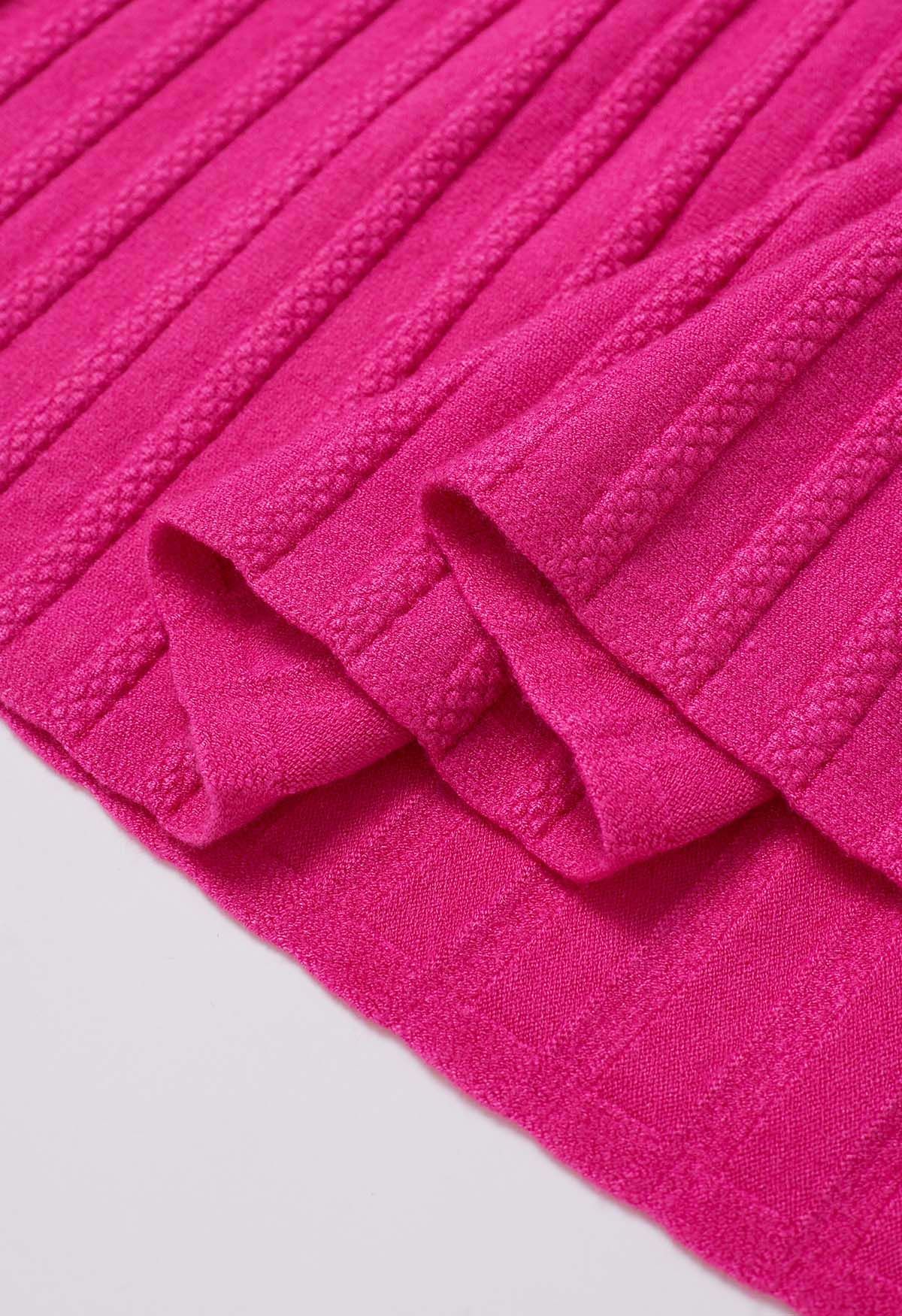 Gentle Touch Ribbed Knit Maxi Skirt in Hot Pink