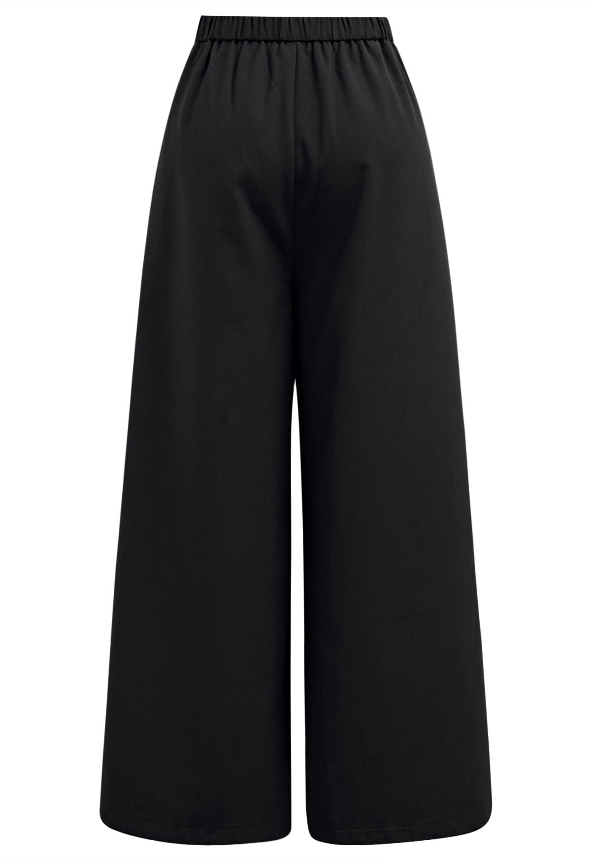 Modern Look Side Pocket Pleats Palazzo Pants in Black