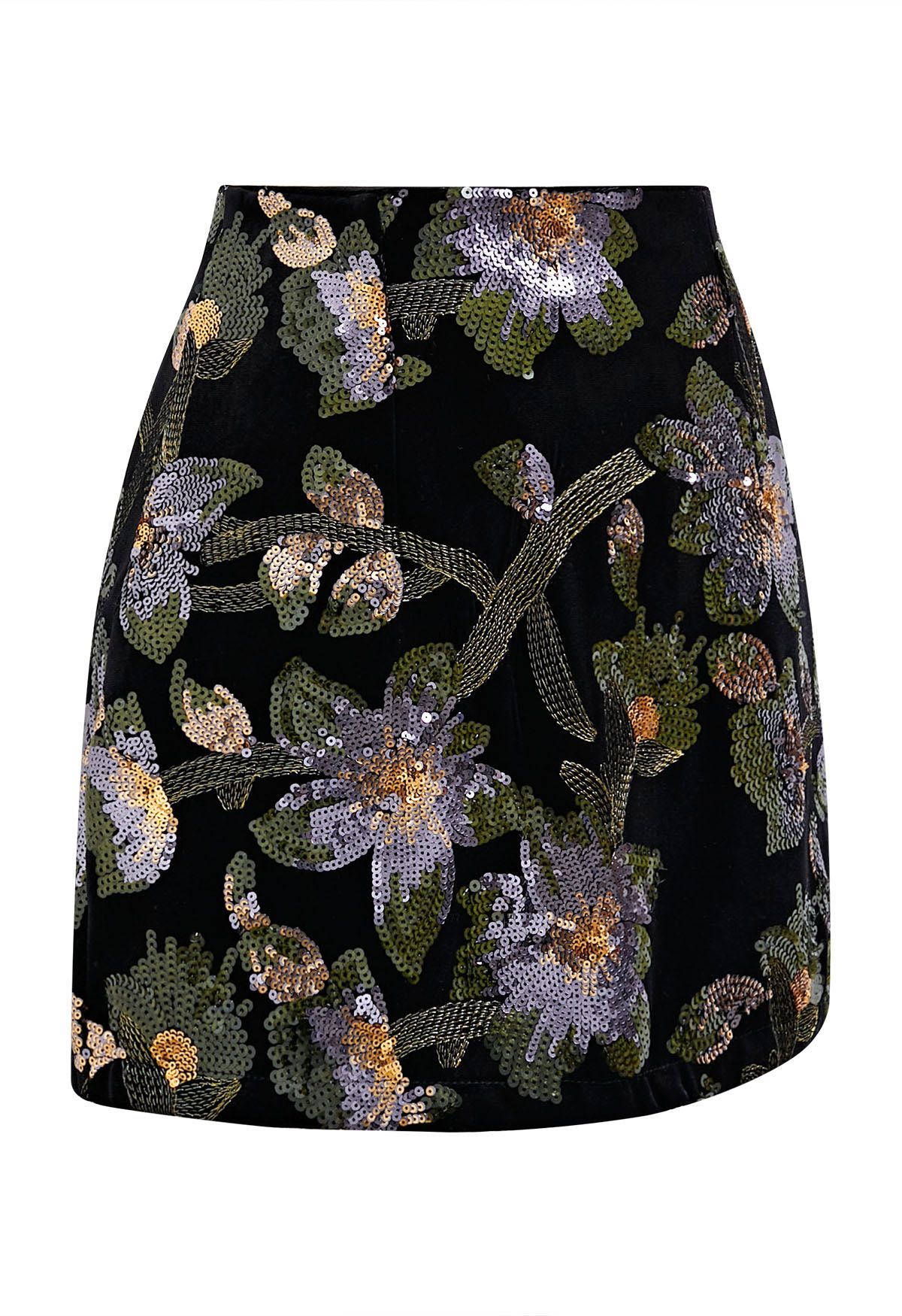 Midnight Bloom Sequin Mini Bud Skirt