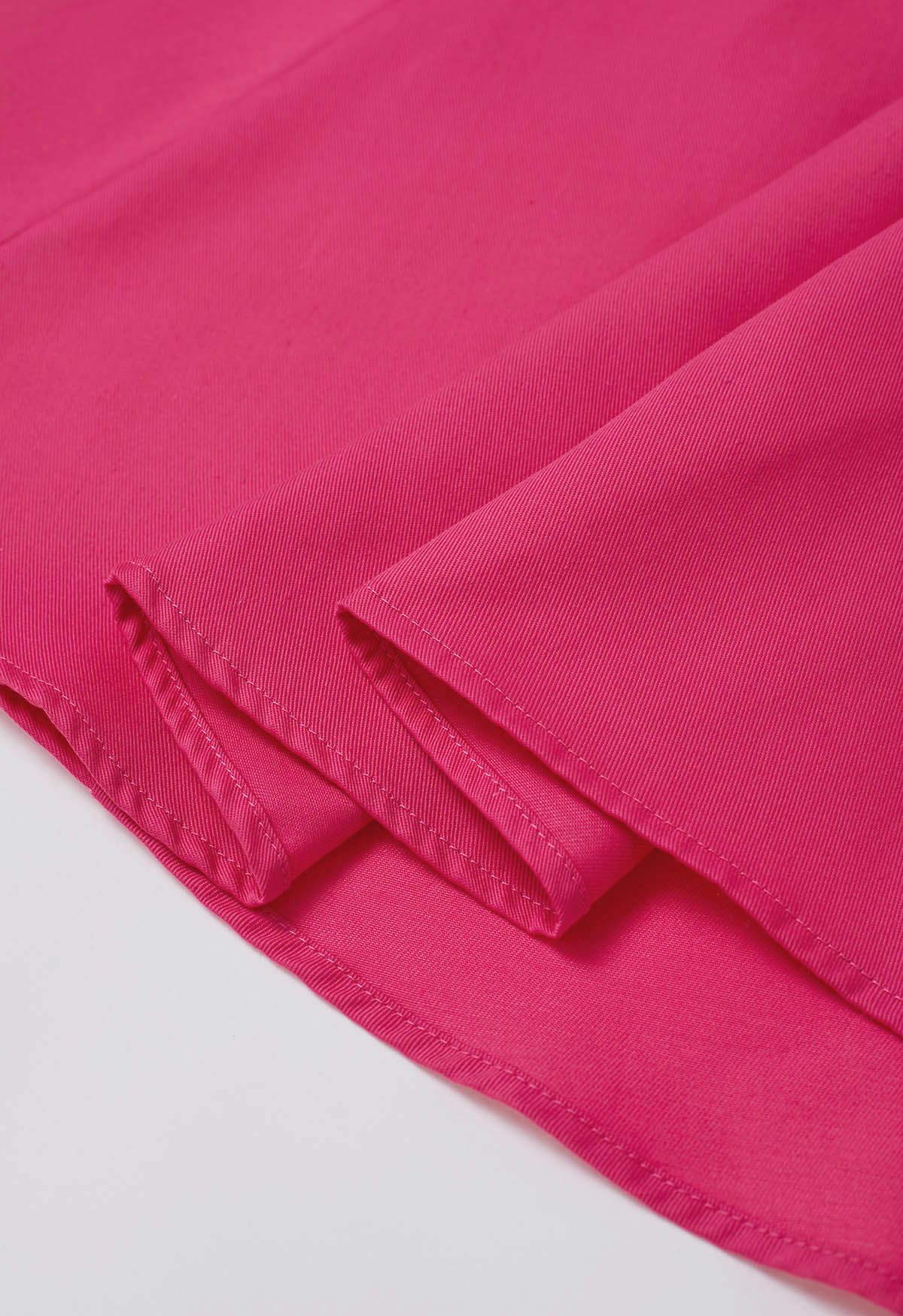 Solid Hot Pink High-Waist A-Line Midi Skirt