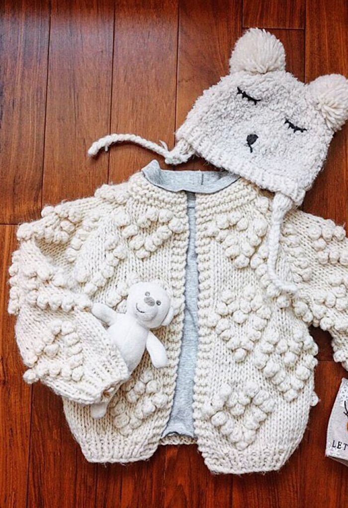 Cárdigan Knit Your Love en marfil para niños