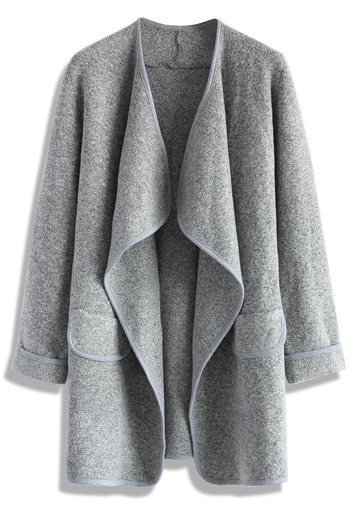 Abrigo abierto Just Knitted en gris