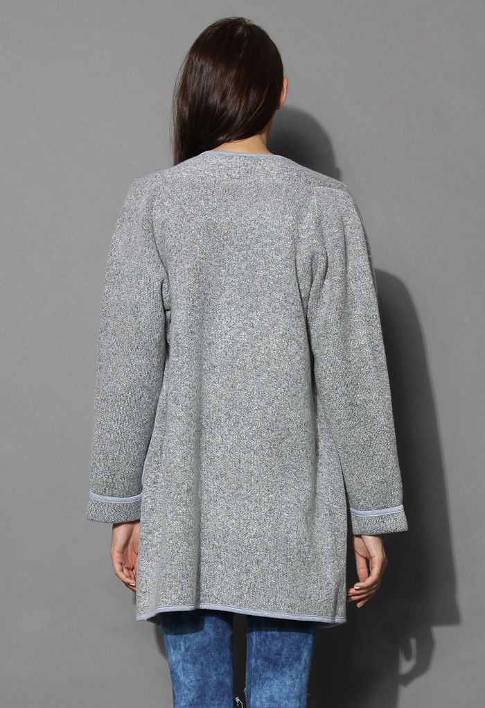 Abrigo abierto Just Knitted en gris