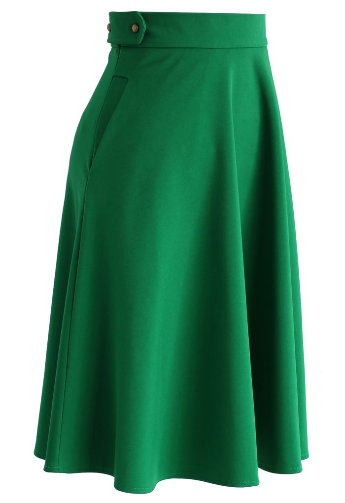 Falda básica evasé en verde esmeralda