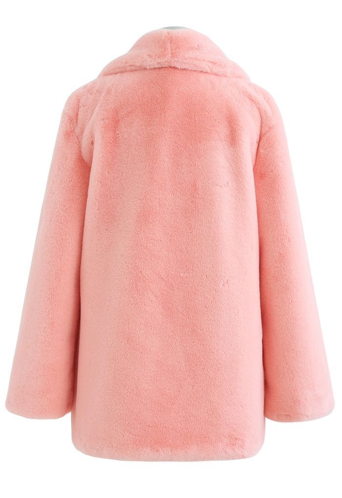 Abrigo de piel sintética de malvavisco rosa