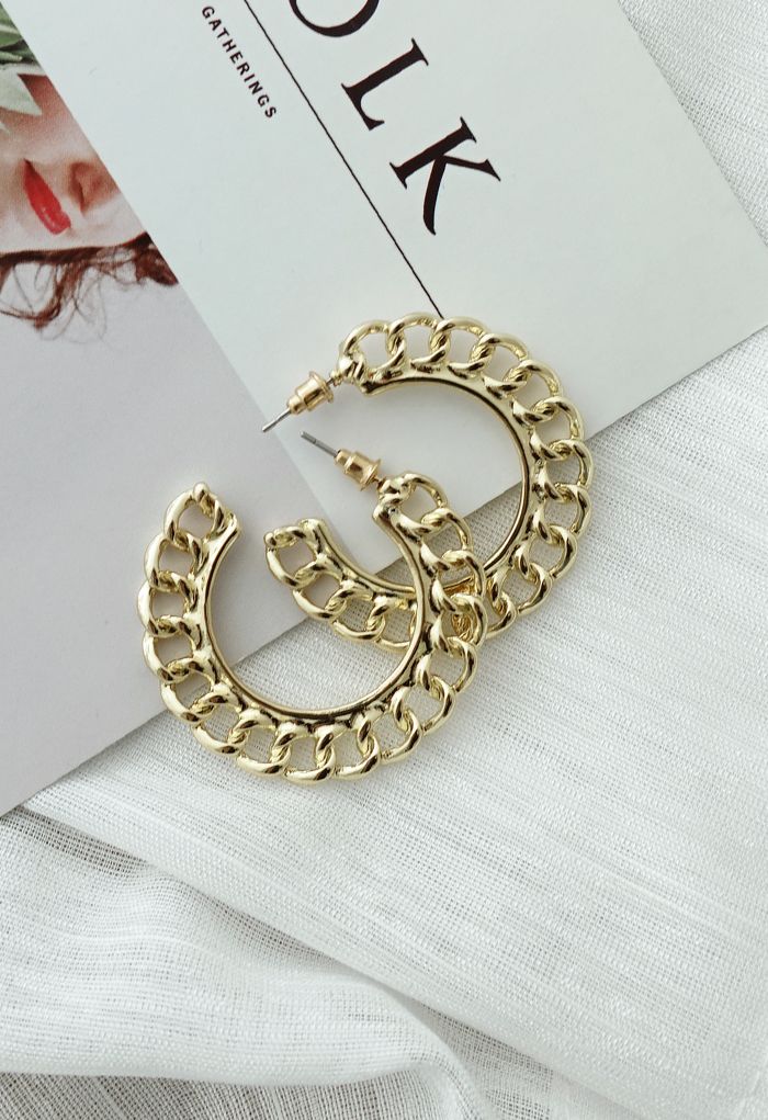 Gold Chain Circle Earrings