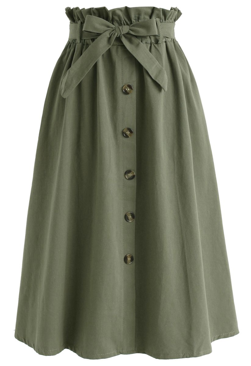 Falda a media pierna Truly Essential en verde militar