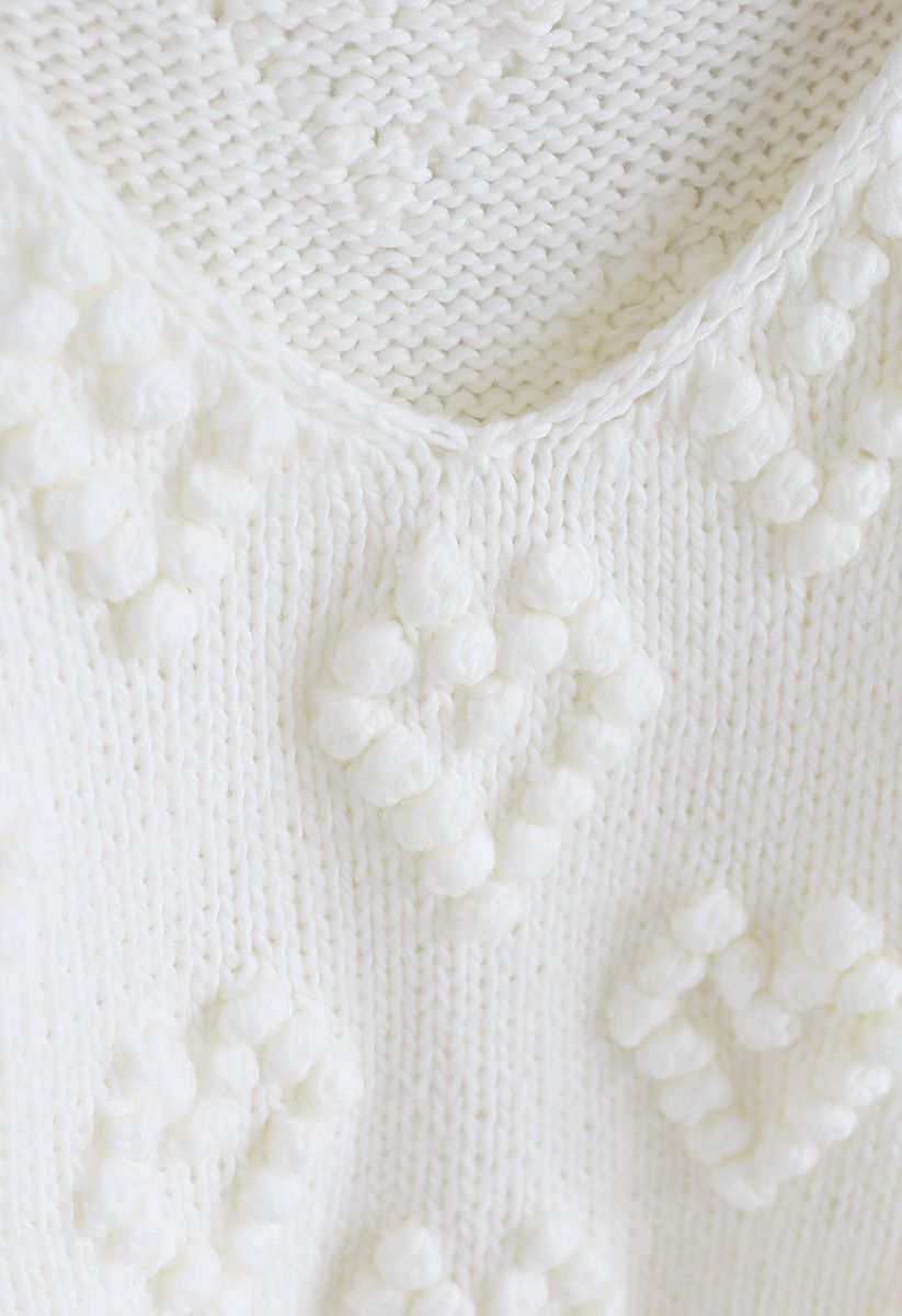 Suéter con cuello en V Knit Your Love en blanco