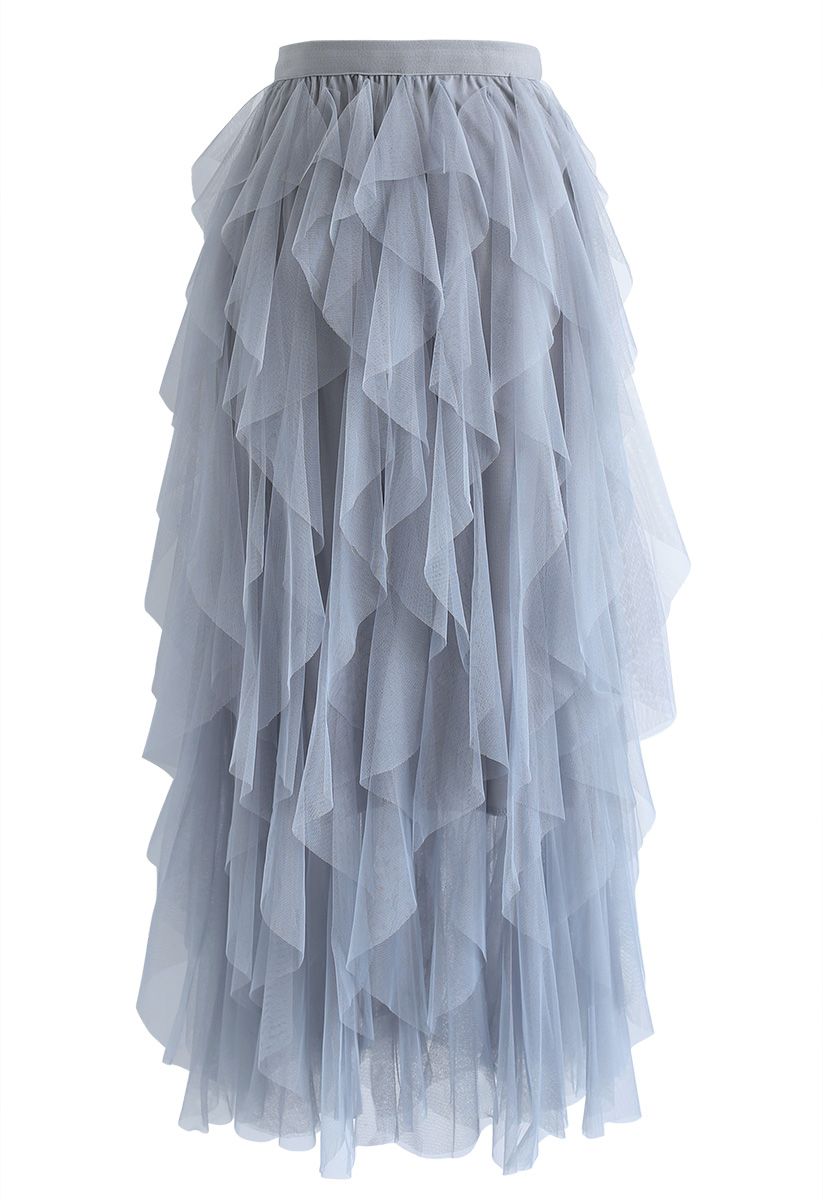 Falda de malla The Clever Illusions en azul polvoriento