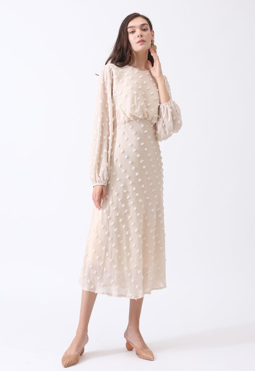 Cotton Candy Sheer Midi Dress in Cream