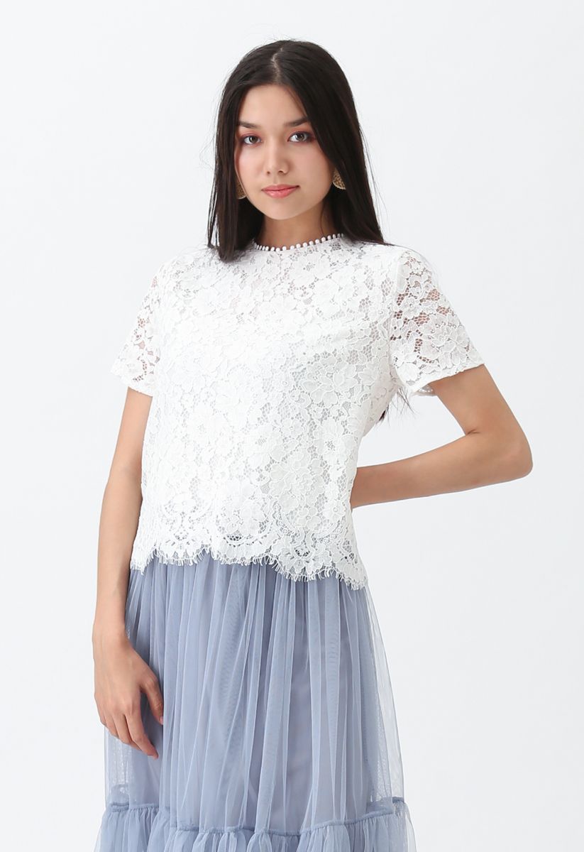 Everyday Fit Full Lace Top in White