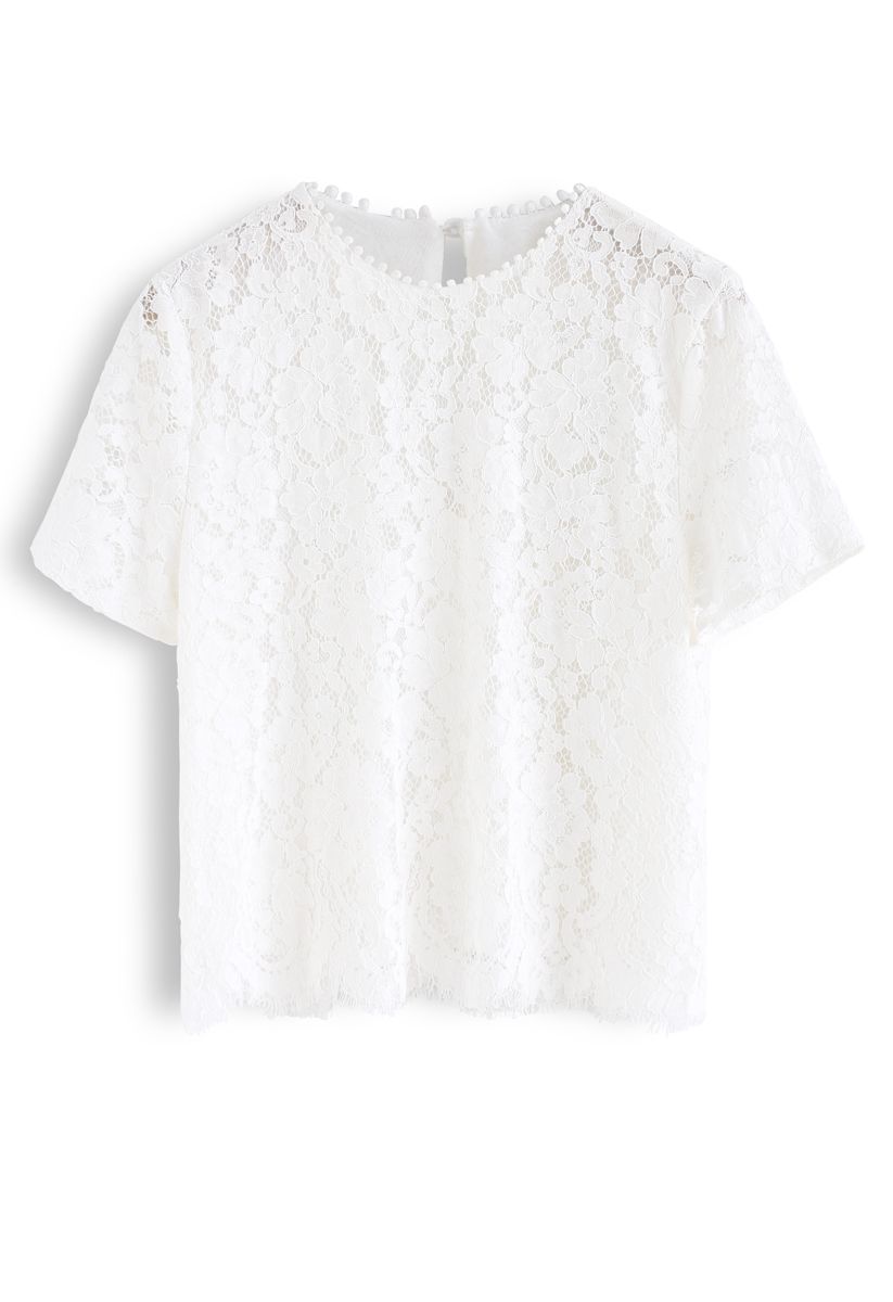 Everyday Fit Full Lace Top in White