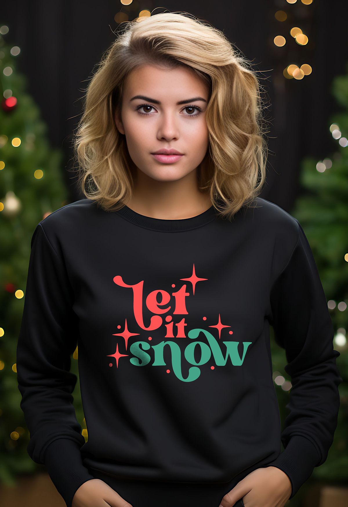 Let It Snow Printed Sweatshirt in Black