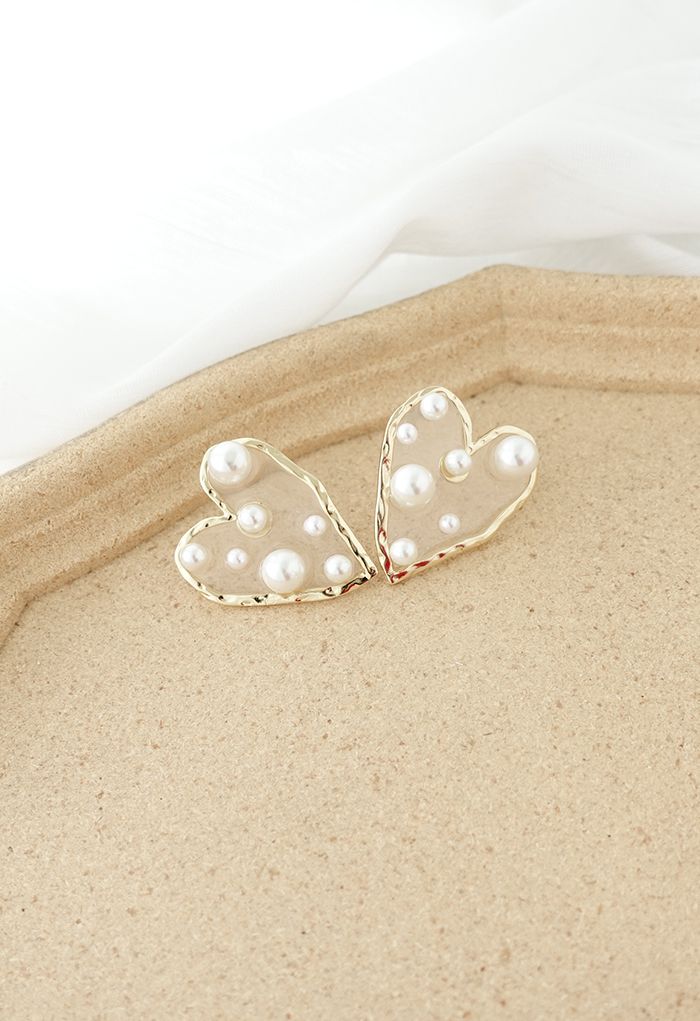 Pearl Trimmed Heart Earrings