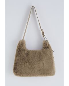 Ultra-Soft Faux Fur Shoulder Bag in Brown