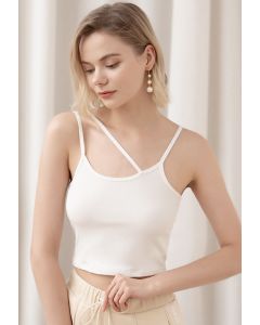 Triple Strings Cropped Cami Top in White