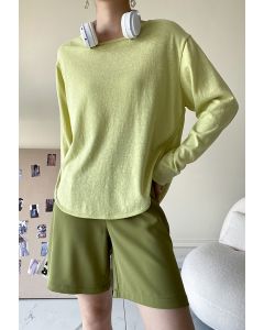 Long Sleeve Soft Touch Cotton T-Shirt in Pistachio