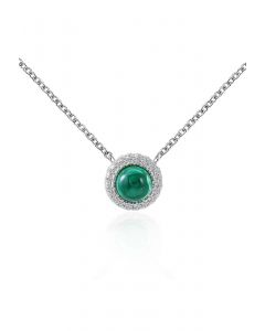 Halo Emerald Gem Diamond Necklace
