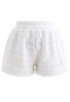 Sunflower Crochet Overlay Shorts in White