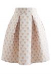Sweet Heart Jacquard Pleated Skirt in Cream